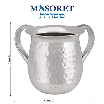 UNBREAKABLE WASHING CUP: Stainless Steel Netilat Yadayim Cup 5-Inch Tall Elegantly Brushed 2-Handle Wide-Mouth Ritual Cleaning Water Vessel - color: Set 30