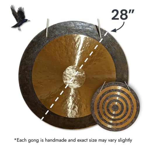 Solar Horizon Gong by Raven Sounds, Dual-Sided Handmade Bronze Wind Gong, for Sound Healing, Meditation & Yoga. Includes Premium Mallet (28") - size: 28"