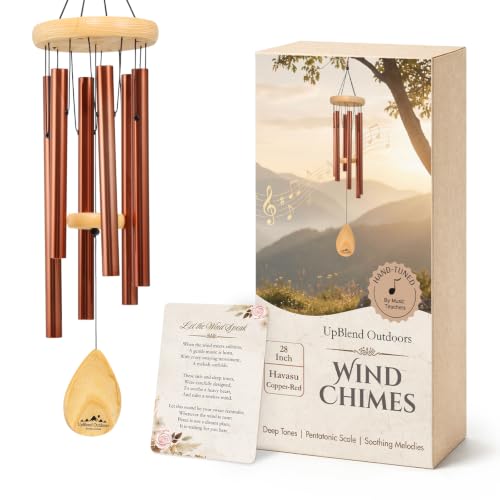 Copper Red Aluminum Wind Chimes for Outside, 28 Inch Hand Tuned - color: Copper-red, size: 28"