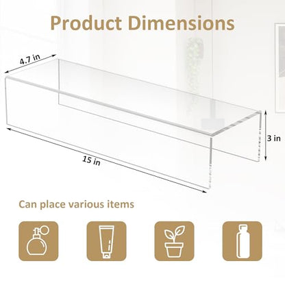 Acrylic Shelf Riser 15x4.7x3 pack of 2, Desktop Rectangular Acrylic Tray Pedestal Stand for Home Décor, Figures, Manga or Other Collectibles, 15x4.7x3 Inch - size: 15x4.7x3 Inch