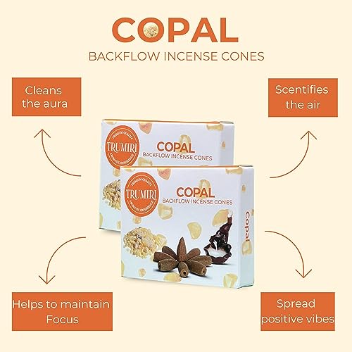 Copal Backflow Incense Cones - 60 Cones, Six Packs of 10, Waterfall Effect - color: Copal, size: Pack of 6 (60 Cones)