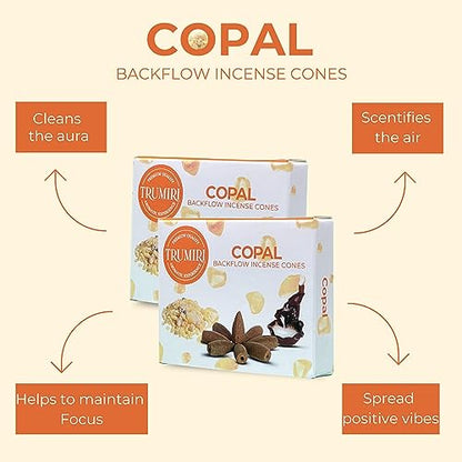 Copal Backflow Incense Cones - 60 Cones, Six Packs of 10, Waterfall Effect - color: Copal, size: Pack of 6 (60 Cones)