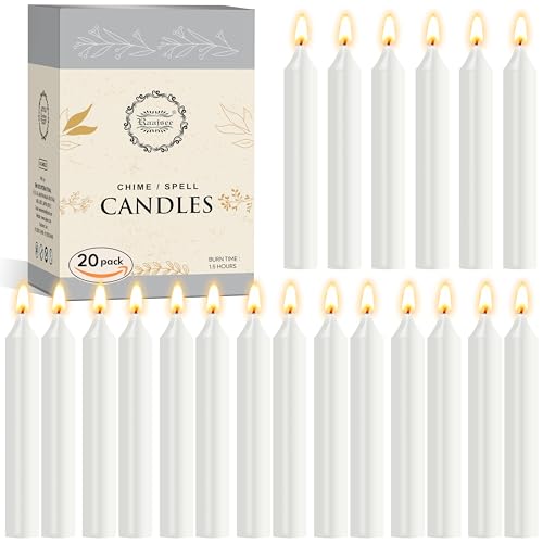 Raajsee Unscented Mini Taper Candles Pack of 20, White | 5 Inches (H) Dinner Candle Sticks| Smokeless, and Dripless| Paraffin Wax with Cotton Wicks | Long Burning Time - color: White, size: 5 Inch - Pack of 20