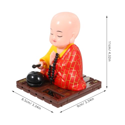 FAVOMOTO Little Buddha Statue, Solar Little Monk Figurine Chinese Funny Car Shaking Head Toy Solar Buddha Car Dashboard Ornament for Home Wealth Health Lucky Feng Shui Decor