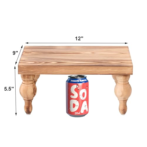 Decorative Wood Risers for Display - 12 x 9 x 5.5 Wood Pedestal Stand Table for Farmhouse Decor, Kitchen Counter Display - Wooden Kitchen Soap Tray