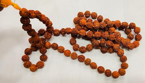 Rudraksha Mala 5 mm Bead Prayer Rosary Beads 108 +1 japa Maala Panchmukhi Jaap Rosary Brown with Tassel Spiritual