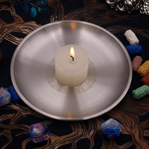 Offering Prayer Ritual Bowl Plate Great for Altar,Meditation,Incense Sticks, smudging, Candle,Crystal,Jewelry,Yoga Use(Meditation Chart) - style: Meditation Chart