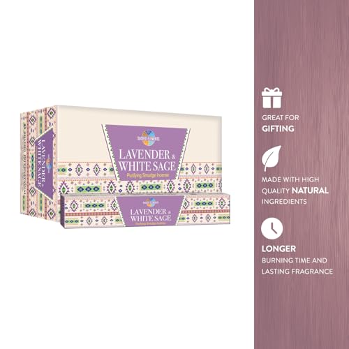 Sacred Element's Lavender & White Sage Masala Incense Sticks – Calming Aromatherapy Blend for Meditation, Relaxation & Cleansing – Perfect Fall or Housewarming Gift – 15g Pack (Total 100+ Sticks)