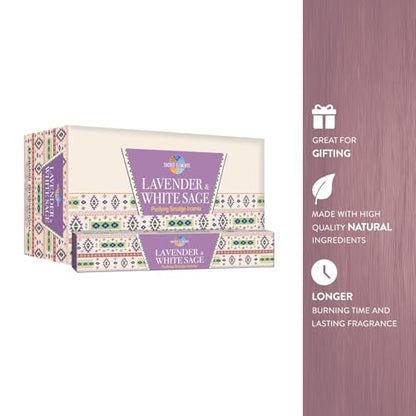 Sacred Element's Lavender & White Sage Masala Incense Sticks – Calming Aromatherapy Blend for Meditation, Relaxation & Cleansing – Perfect Fall or Housewarming Gift – 15g Pack (Total 100+ Sticks)