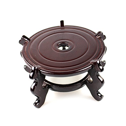 Feng Shui Chinese Wooden Fishbowl Planter Display Stand (10 Inch)