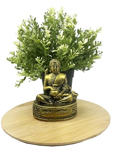BUDDHO Phra Sivali Thera Buddha Statue Thai Buddhist Saint Arahant Gold Resin Thai Buddha Statue Thai Sculture (Small - 4" Height)