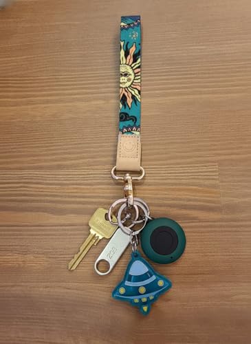 DQL wrist lanyard for keys Bohemian sun and moon face key chain wristlet, cute keychains for car keys, keychain for car keys women(sun and moon) - color: Bohemian