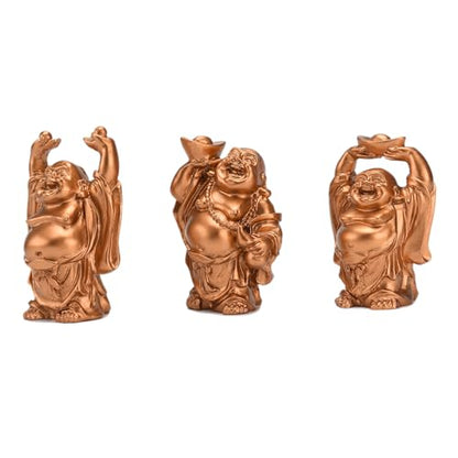 6Pcs 2.5'' Gold Resin Laughing Buddha Figurines, Tabletop Lucky Decor - color: 2.5'' Gold