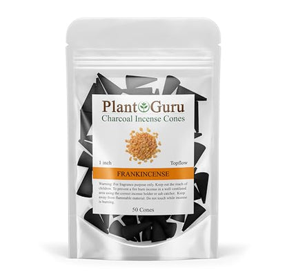 Frankincense Charcoal Incense Cones 1" TOPFLOW - 50 Pack - Natural Scented Cones Handmade Hand Dipped