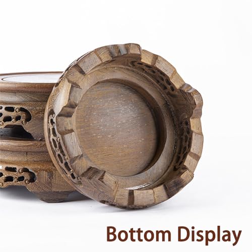 Handmade Oriental Carving Solid Wooden Base Chicken Wing Wood Grain Stand - size: 7.8" L X 2.3" H
