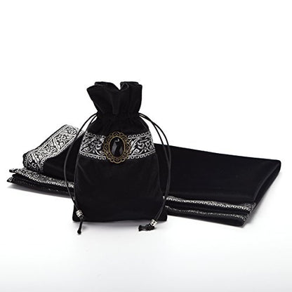 BLESSUME Altar Tarot Table Cloth for Reading with Pouch Black - color: Black