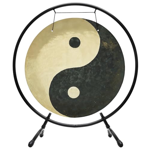 20" to 26" Taoist Breeze Gongs on Stands - Includes Gong, Stand, & Mallet/Yin & Yang/Perfect for Meditation & Sound Healing - size: 24" on Holding Space Stand