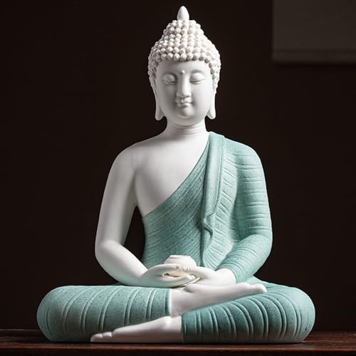 17.7" Shakyamuni Buddha Statue Green Ceramic Home Decor - color: Green, size: 17.7INCH