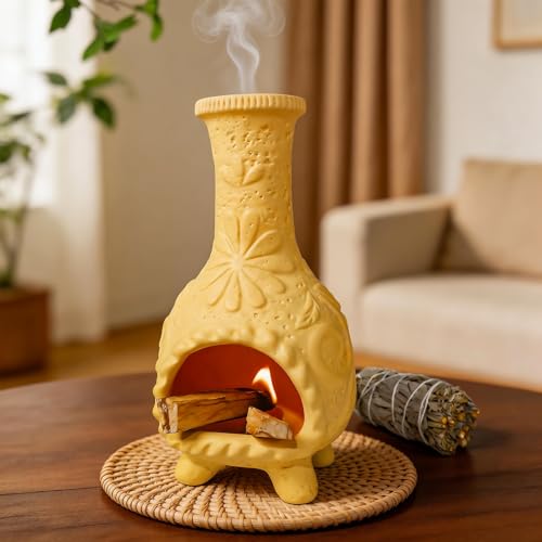 Yellow Floral Palo Santo Chiminea,Smudge Stick-Incense Cones Burner Holder - color: Flower Palo Santo Holder-yellow
