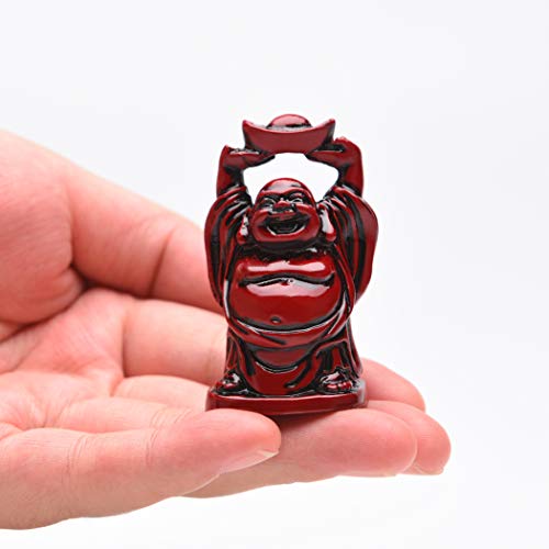 6Pcs 2in Red Resin Laughing Buddha Figurines, Tabletop Lucky Decor - color: 2'' Resin Red Set
