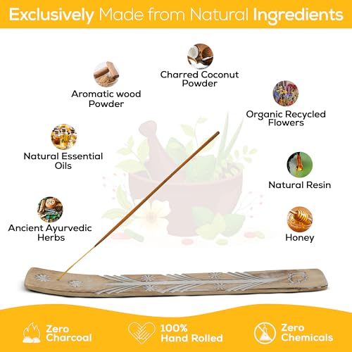 Satya Nagchampa Sandalwood Incense Sticks, Satya Bng (Bangalore) Insenses 15gmx3 Pack (45 GMS) with Raajsee Incense Holder Bundle, Satya Nagchampa Natural Incense - color: Sandalwood