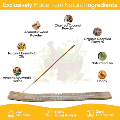 Satya Nagchampa Sandalwood Incense Sticks, Satya Bng (Bangalore) Insenses 15gmx3 Pack (45 GMS) with Raajsee Incense Holder Bundle, Satya Nagchampa Natural Incense - color: Sandalwood