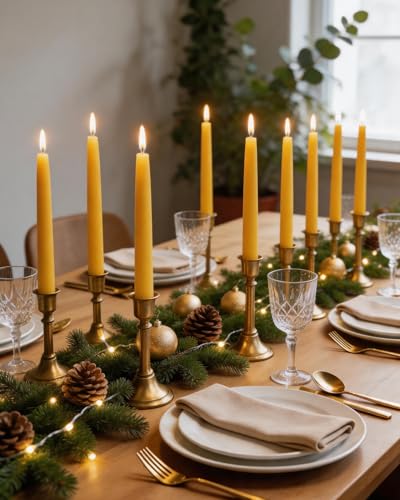 18PCS Beeswax Taper Candles 8" Handmade Natural Candles Sticks,10 Hours Long Burning,Nontoxic,Dripless and Smokeless Bees Wax Candles for Home,Prayer,Tall Tapered - color: 8''beeswax-18pcs