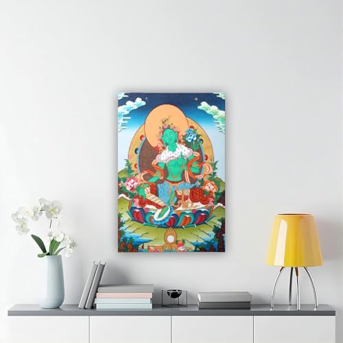 Mother Goddess Green Tara Tibetan Thangka Canvas Poster Wall Art Prints Room Aesthetic Murals Bedroom And Living Decorations Unframe 16x24inch - size: Unframe 16x24inch
