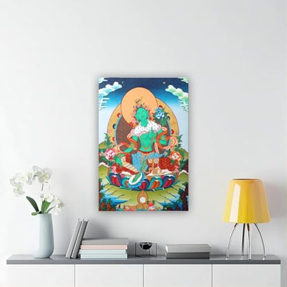 Mother Goddess Green Tara Tibetan Thangka Canvas Poster Wall Art Prints Room Aesthetic Murals Bedroom And Living Decorations Unframe 16x24inch - size: Unframe 16x24inch