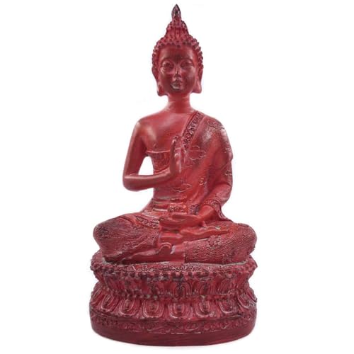 ornerx Thai Sitting Buddha Statue, Red, 6.7"
