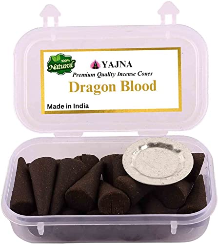 Yajna Dragon Blood 100%-Natural-Incense-Cones Handmade-Hand-Dipped Organic-Chemicals-Free for-Purification-Relaxation-Positivity-Yoga-Meditation The-Best-scents (60 Count) - color: Dragon Blood, size: Pack Of 60 Cones