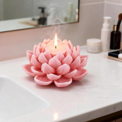 1Pc Elegant 3D Lotus Candle Mold, Floral Scented Candle Silicone Holiday Mold, Suitable for Parties, DIY Plaster Aromatherapy Home Decoration.