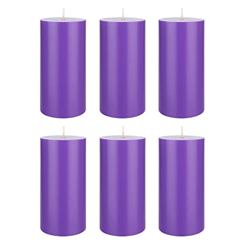 Mega Candles 6 pcs Unscented Solid Lavender Pillar Candles, Hand Poured Premium Wax Candle 3 Inch x 6 Inch, Home Décor, Spas, Weddings, Occasions, Party, Centerpieces, Holidays, Vigils, Prayers - color: Lavender, size: 6 Pieces