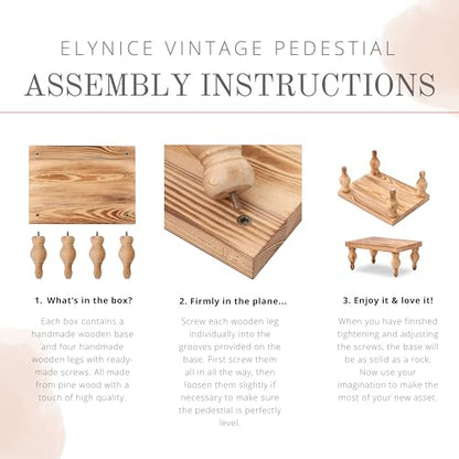 Decorative Wood Risers for Display - 12 x 9 x 5.5 Wood Pedestal Stand Table for Farmhouse Decor, Kitchen Counter Display - Wooden Kitchen Soap Tray