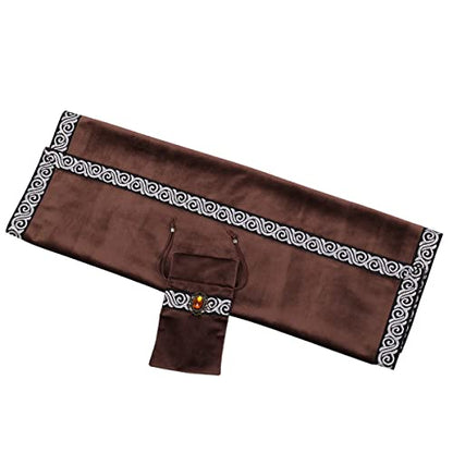 BLESSUMEWicca Square Altar Tarot Table Cloth for Reading with Card Pouch 24.4 * 24.4 inch (Coffee 1) - color: Coffee 1