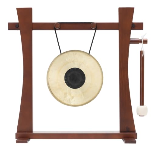 8" to 10" Chinese Gongs on the Tabletop Spirit Guide Gong Stand - Includes Gong, Stand, & Mallet/Great for Home & Office/Traditional Style - size: 8" Chocolate Drop Gong