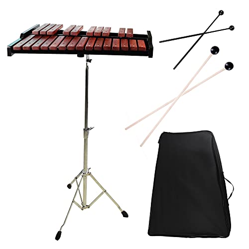 TNZMART 25 Note Xylophone Wooden Glockenspiel Xylophone with Mallet Professional Percussion Instrument (Xylophone with stand) - color: Xylophone with stand
