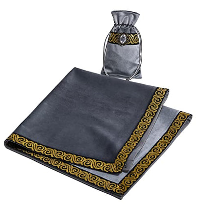 BLESSUME Wicca Square Altar Tarot Table Cloth for Reading with Card Pouch 24.4 * 24.4 inch (Gray 2) - color: Gray 2