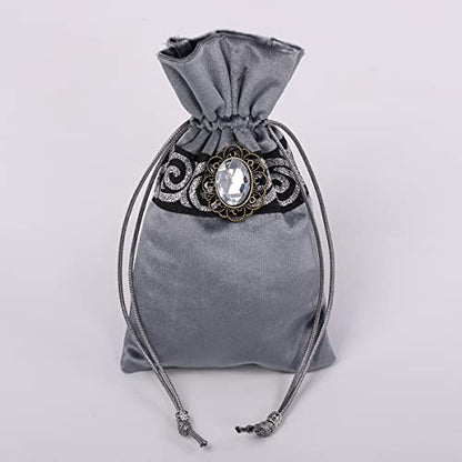 BLESSUME Wicca Square Altar Tarot Table Cloth for Reading with Card Pouch 24.4 * 24.4 inch (Gray 1) - color: Gray 1