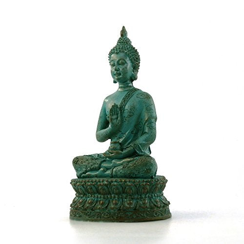 ornerx Meditation Thai Sitting Buddha Statue, Verdigris, 6.7" - color: Green