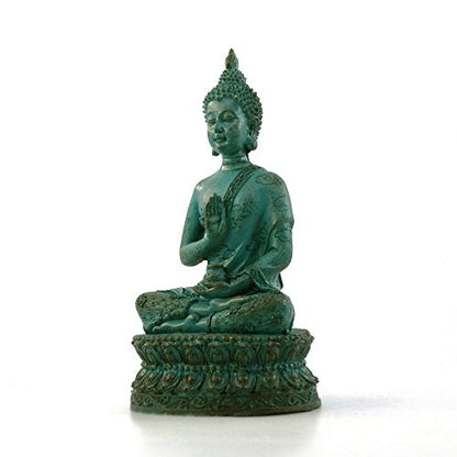 ornerx Meditation Thai Sitting Buddha Statue, Verdigris, 6.7" - color: Green