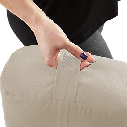 Yoga Meditation Cushion, 25" x 12" Rectangular Bolster with Organic Cotton Cover - color: Natural