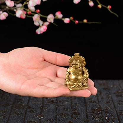 6Pcs 2'' Gold Brass Laughing Buddha Figurines, Tabletop Lucky Decor - color: 2''brass Set