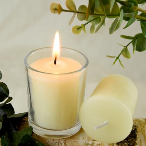 16PCS Beeswax Votive Candles, Cream White, 12H Burn, Prayer & Memorial - color: White
