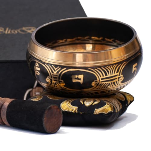 Tibetan Singing Bowl Set, Hand-Painted, Meditation, Made in Nepal, 4.5"" - size: 4.5 Inch