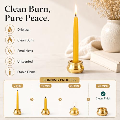 20 Minute Beeswax Meditation Candles, 3.15 Inch Mini Candles - color: Yellow