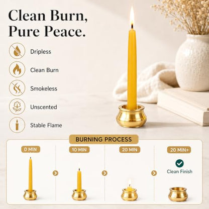 20 Minute Beeswax Meditation Candles, 3.15 Inch Mini Candles - color: Yellow
