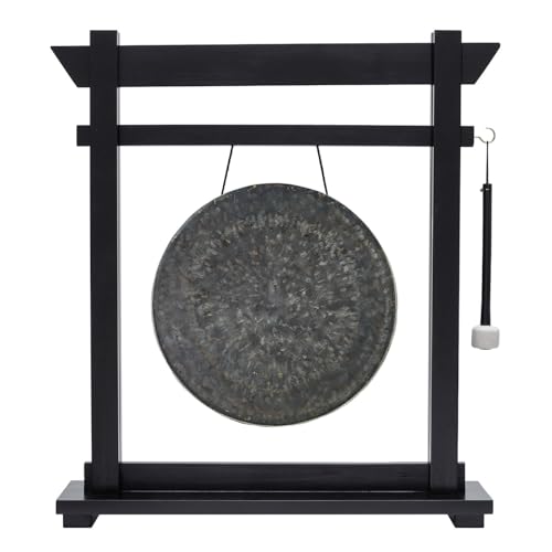 14" Gongs on Black Moksha Joe Stand - Includes Gong, Mallet, & Stand/Small Traditional Chinese Gong/Black Wood w/Matching Mallet/Easy to Assemble/Great for Small Spaces - size: 14" Mother Tesla Gong