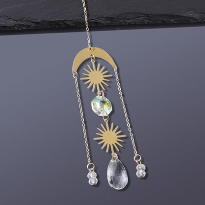 Crystal Suncatcher for Windows - Rainbow Maker Sun Catchers with Prisms Angel Wind Chime Hanging Ornament for Christmas Wedding Garden Home Decor Gift