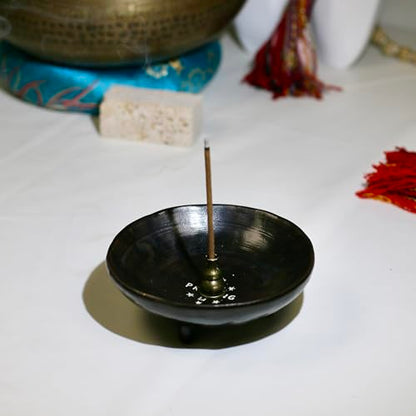 Prayer Offering Ritual Bowl Plate Great for Use Candles Tray Religious Spiritual Gifts （Black Praying） - style: Black Praying